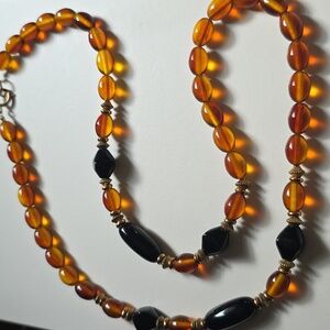 Old Vintage Amber Colored Beaded Necklace
